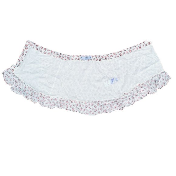 White Floral Ruffle Mini Skirt with Red Flowers High Waist Hollister Small - Picture 5 of 11